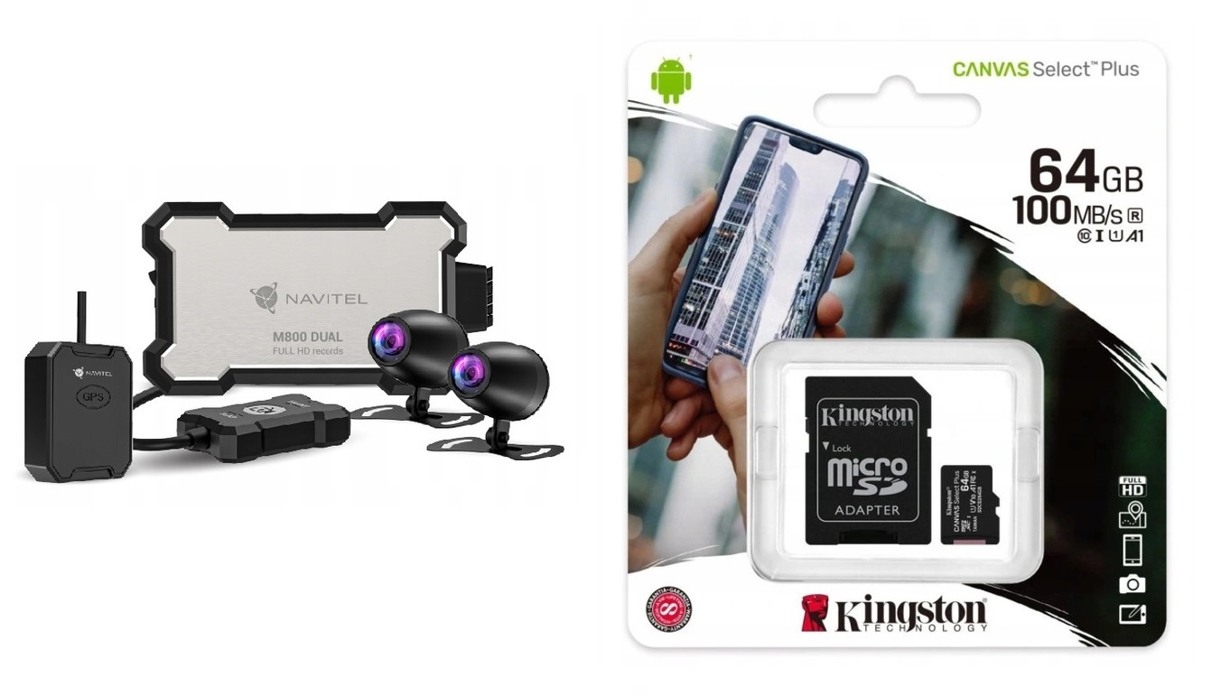 Navitel M800 Dual Motocyklový záznamník s jazdnou kamerou IP66 Utv Atv 64 Gb