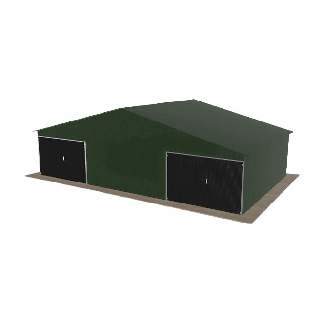 Plechová garáž 10x6 m dvoupolohová, dvoupolohová, zelená