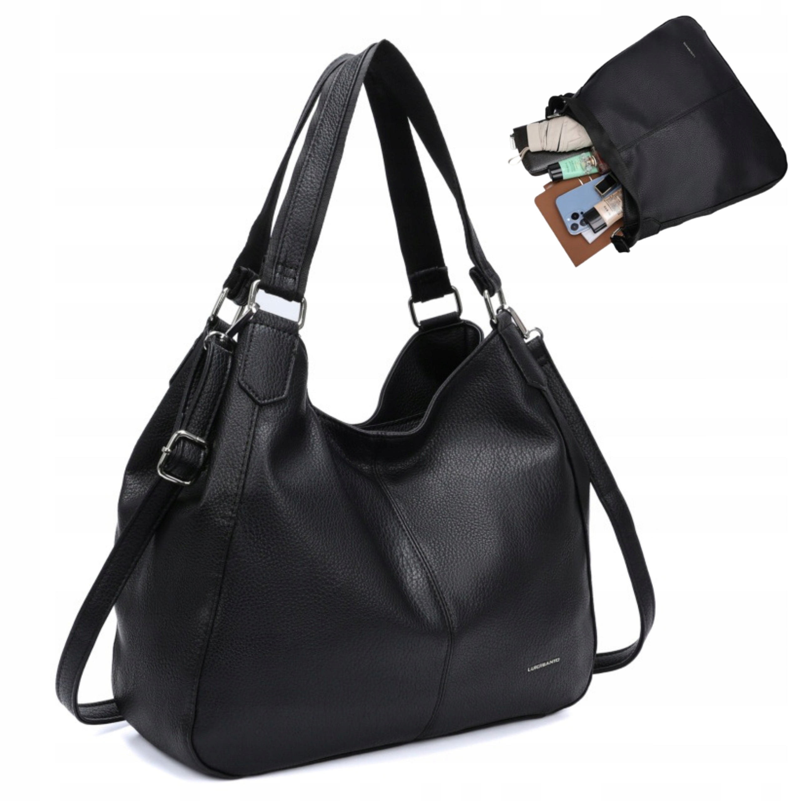 Dámská černá kabelka Elegantní Módní kabelka přes rameno Prostorná na ruku Na zip