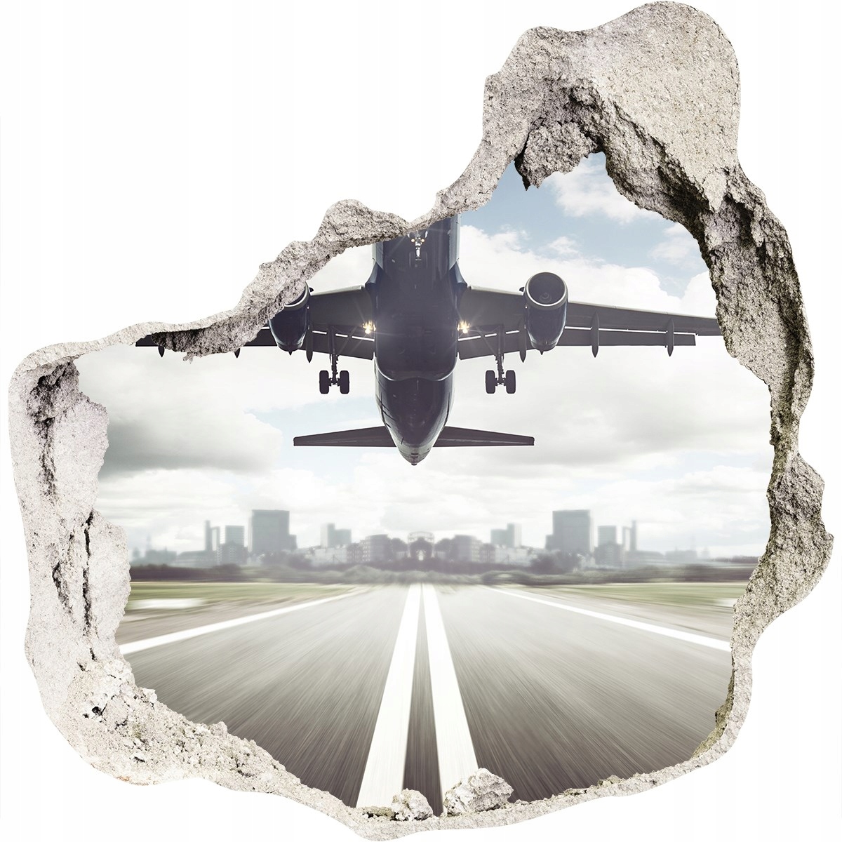 

Foto zdjęcie dziura na ścianę Startujący samolot