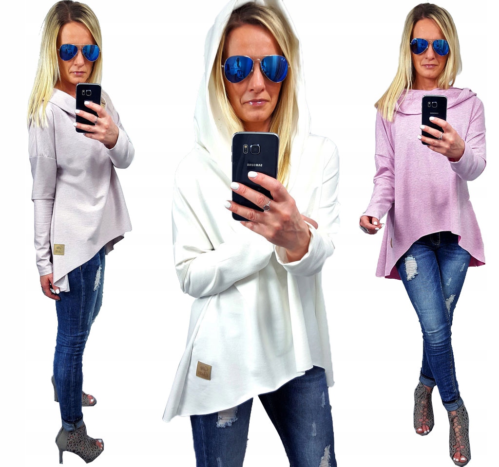 

Asymetryczna Tunika Bluza Sukienka Komin Kaptur XL