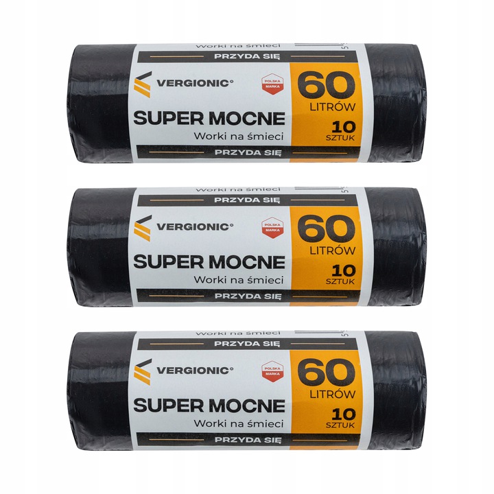 

3X Zestaw Mocne Worki Czarne Na Śmieci 60l 30 Szt