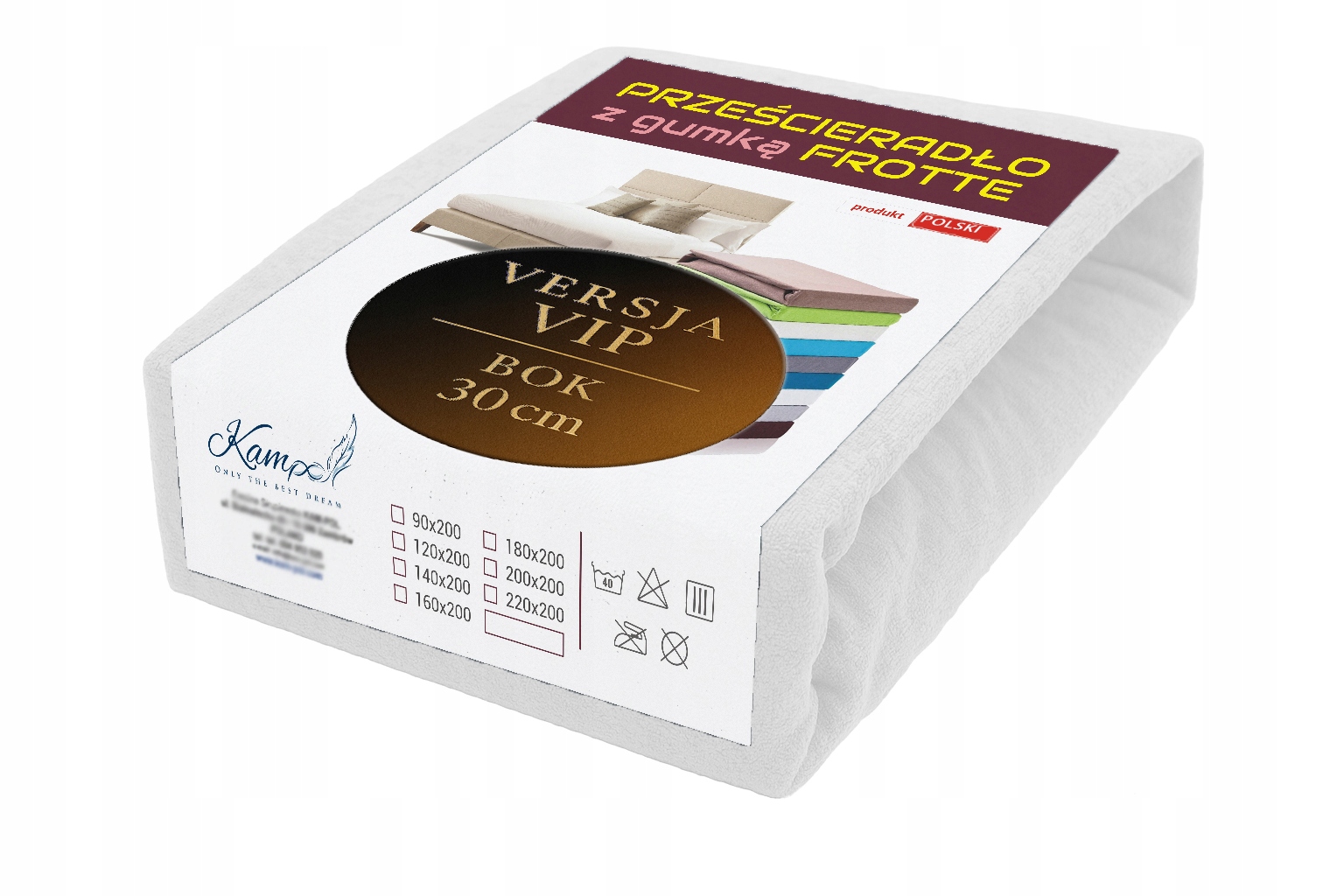 Froté Prostěradlo S Gumou Vip 180X210 Bok 30 CM Polské Bílé Bavlna