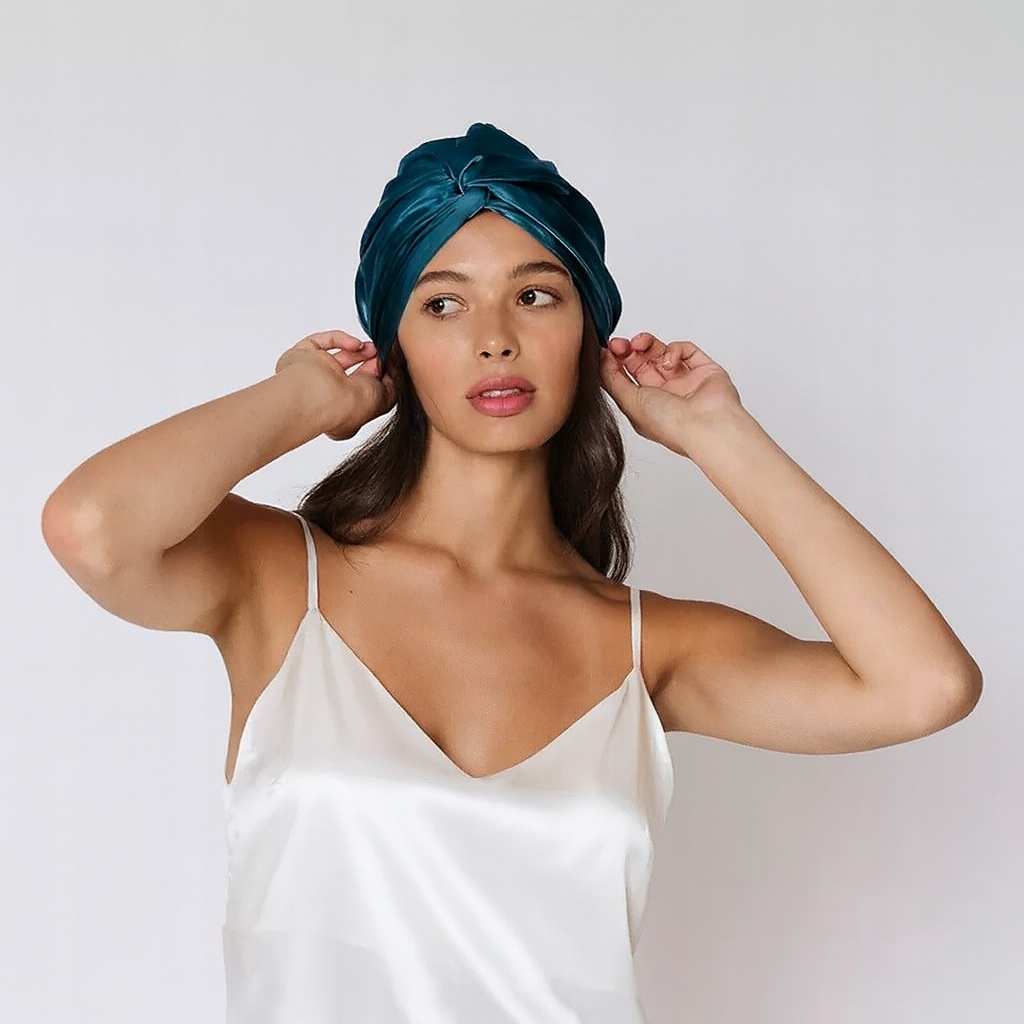 Hedvábná čepice do vlasů 100% Hedvábí přírodní morušový turban na spaní