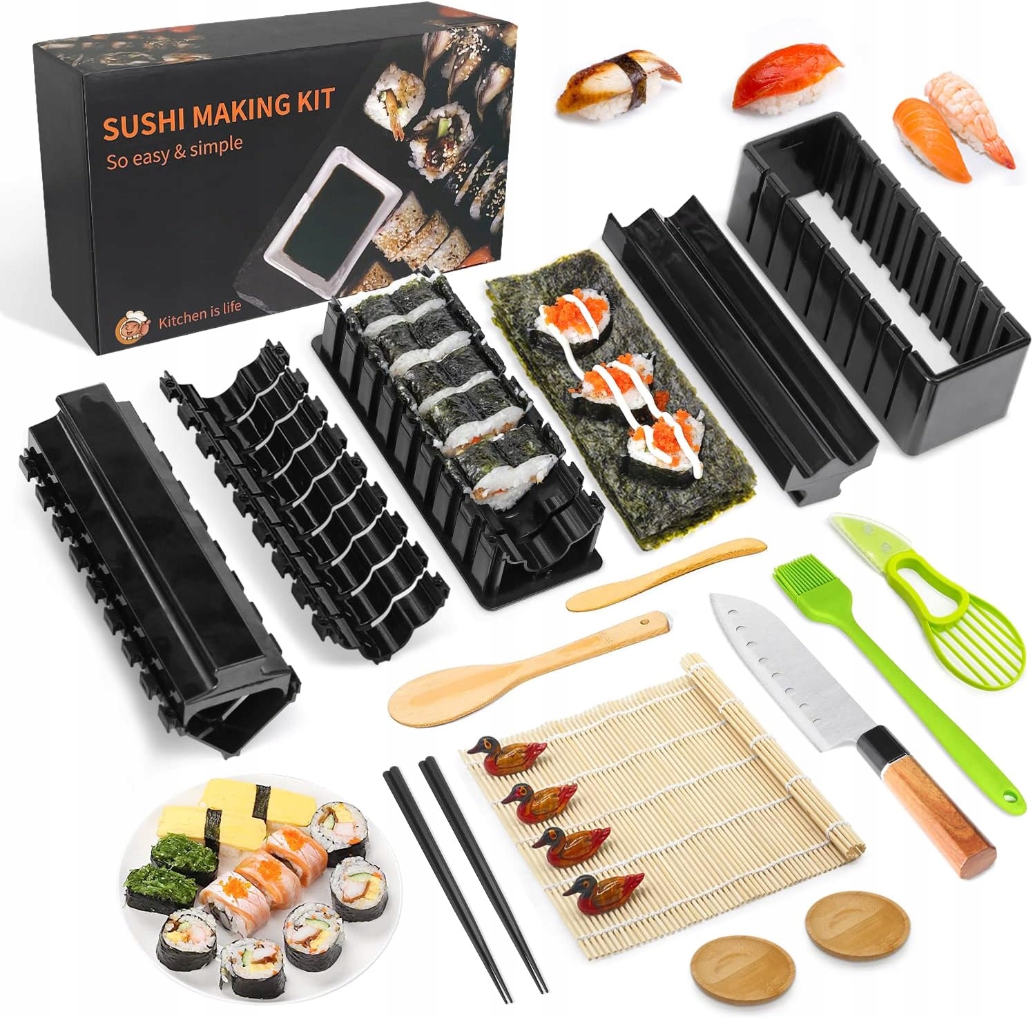 Sada na sushi Mlryh 20 ks formičky, podložka, nôž, akcesoria Deluxe komplet