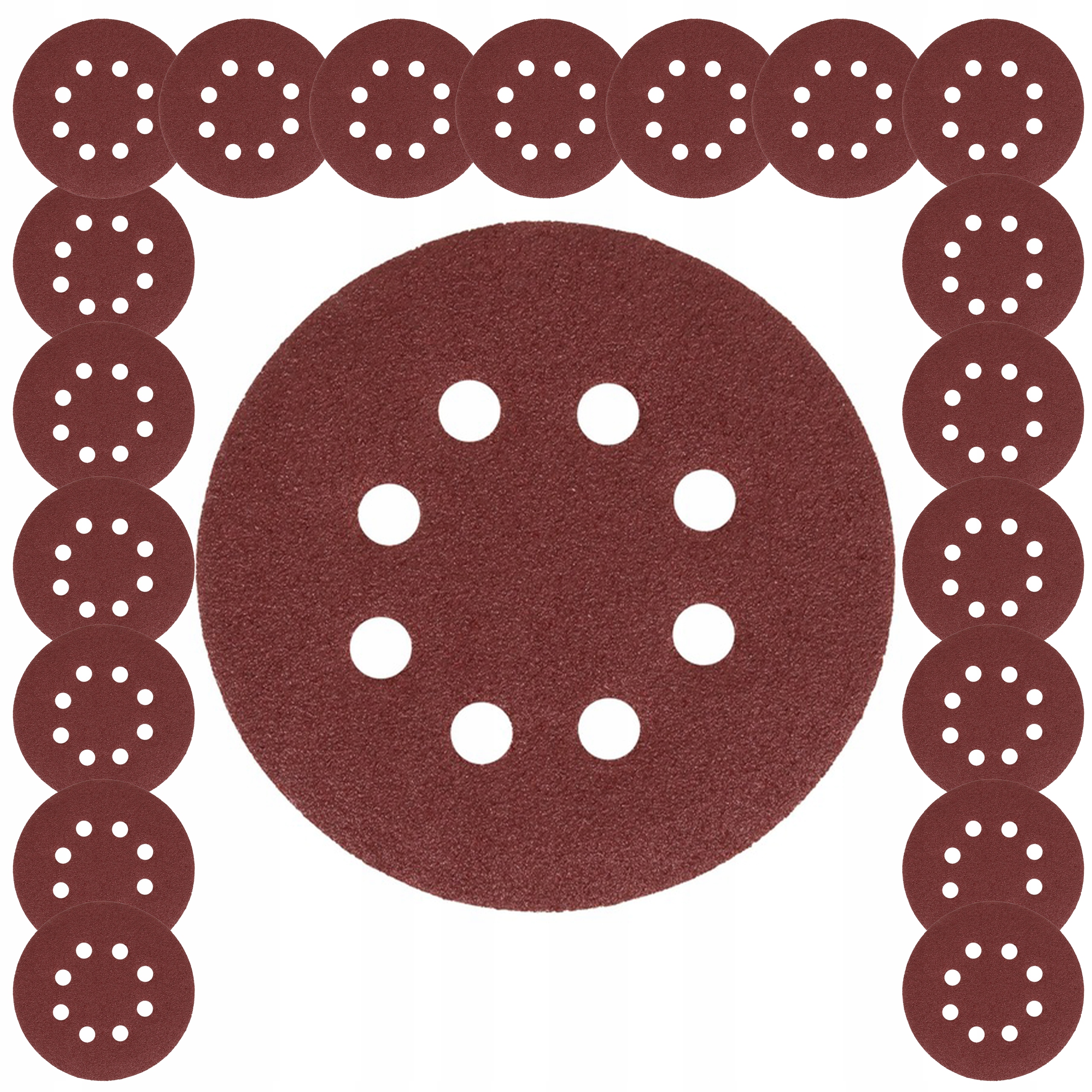20x PAPIER ŚCIERNY KRĄŻKI NA RZEP SAMOPRZYLEPNE OTWORAMI OTWORY 125mm P180