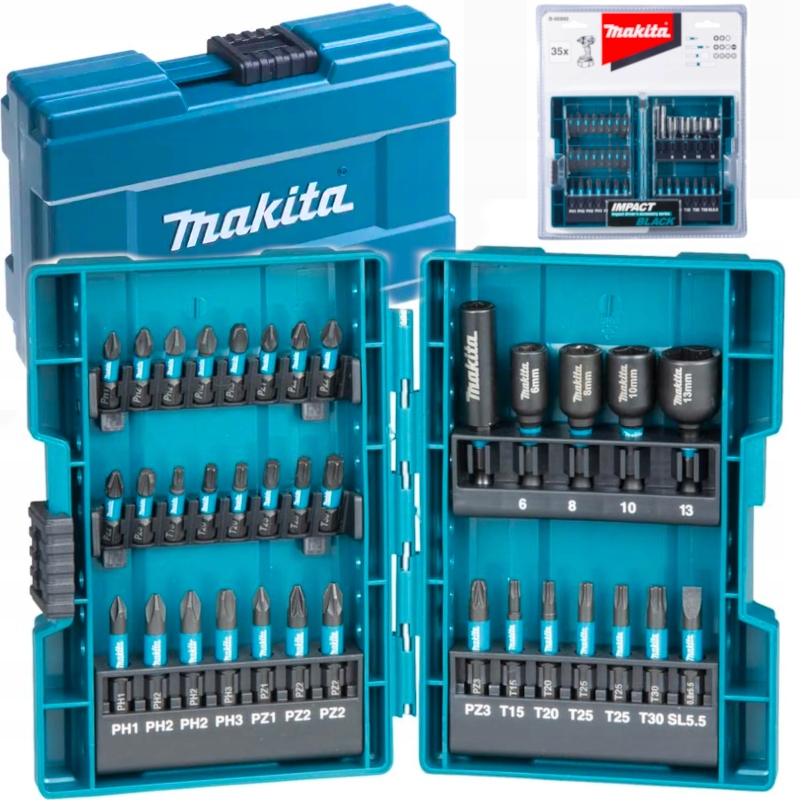 Zestaw Mocnych Bitów Nasadek Udarowych Makita Komplet 35SZT Nasadki Bity 35