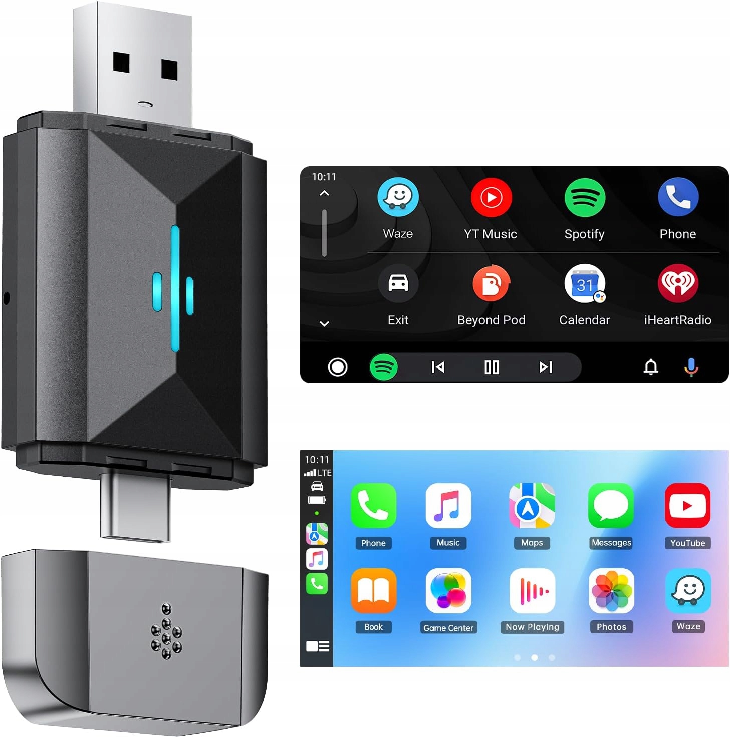 adaptera CarPlay 2 w 1 Android Auto Adapter bezprzewodowy