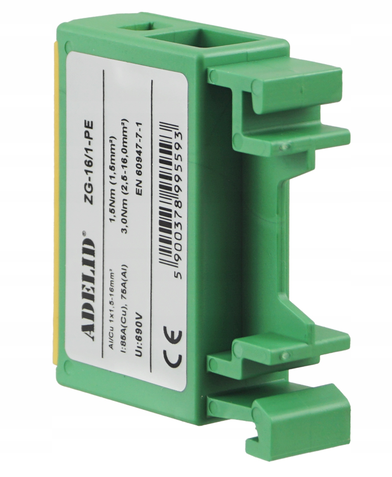 ZŁĄCZKA SZYNOWA KOMPAKTOWA PRZELOTOWA ZACISK SZYNA ŻÓŁTO ZIELONA 1,5-16mm2 Rodzaj szynowe