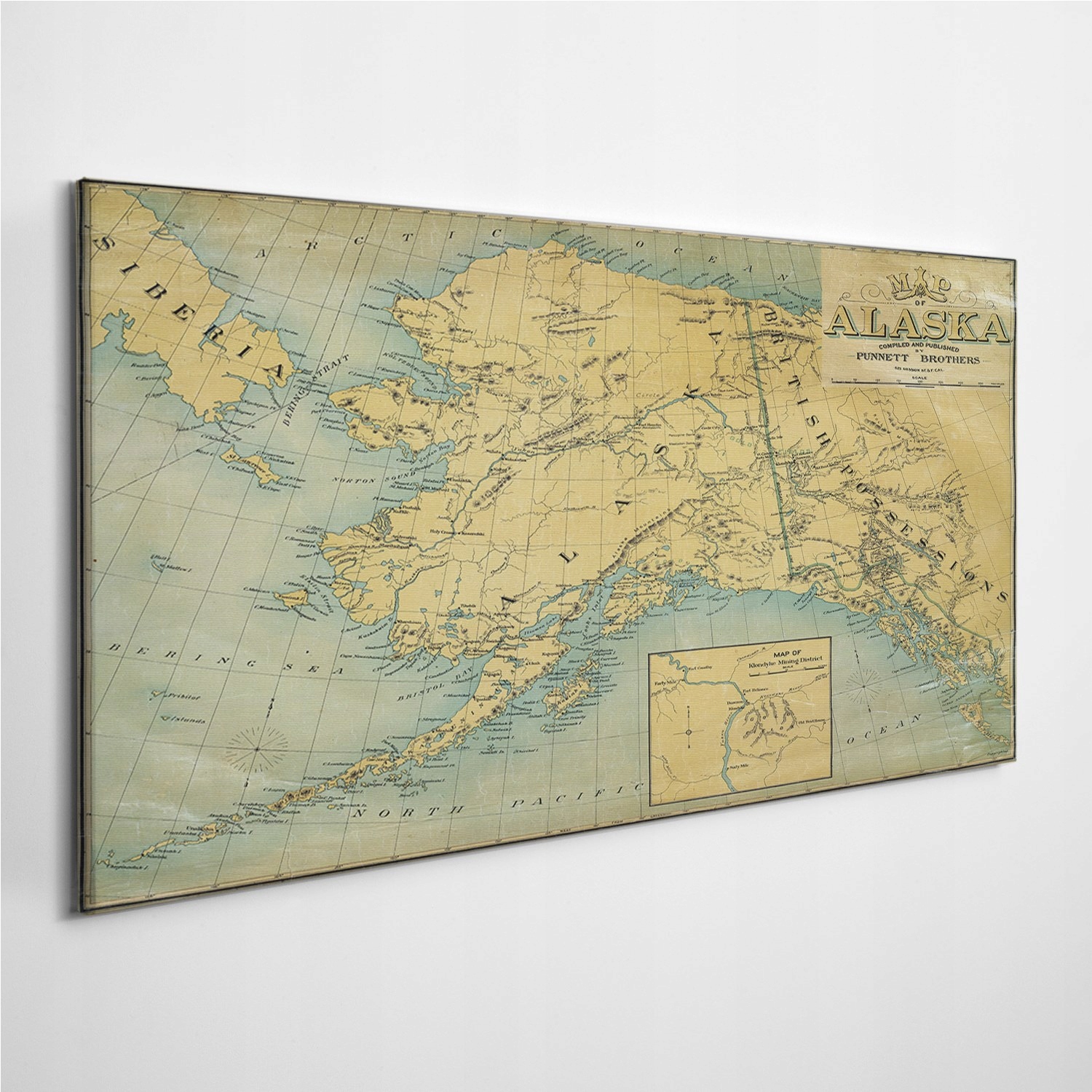 

Foto-obraz na płótnie Mapa Alaska Vintage 100x50