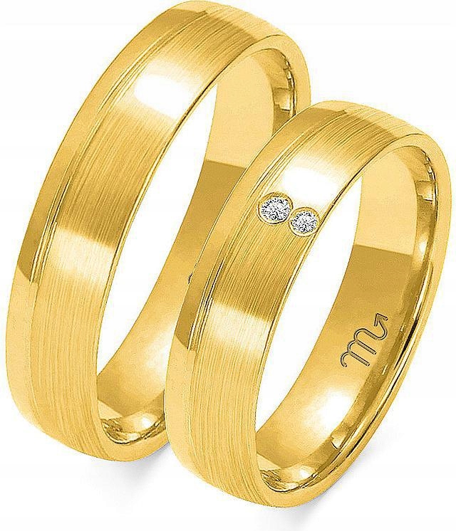 Zlaté snubní prsteny pro pár s gravírováním 585, 11 12 13, exkluzivní kolekce