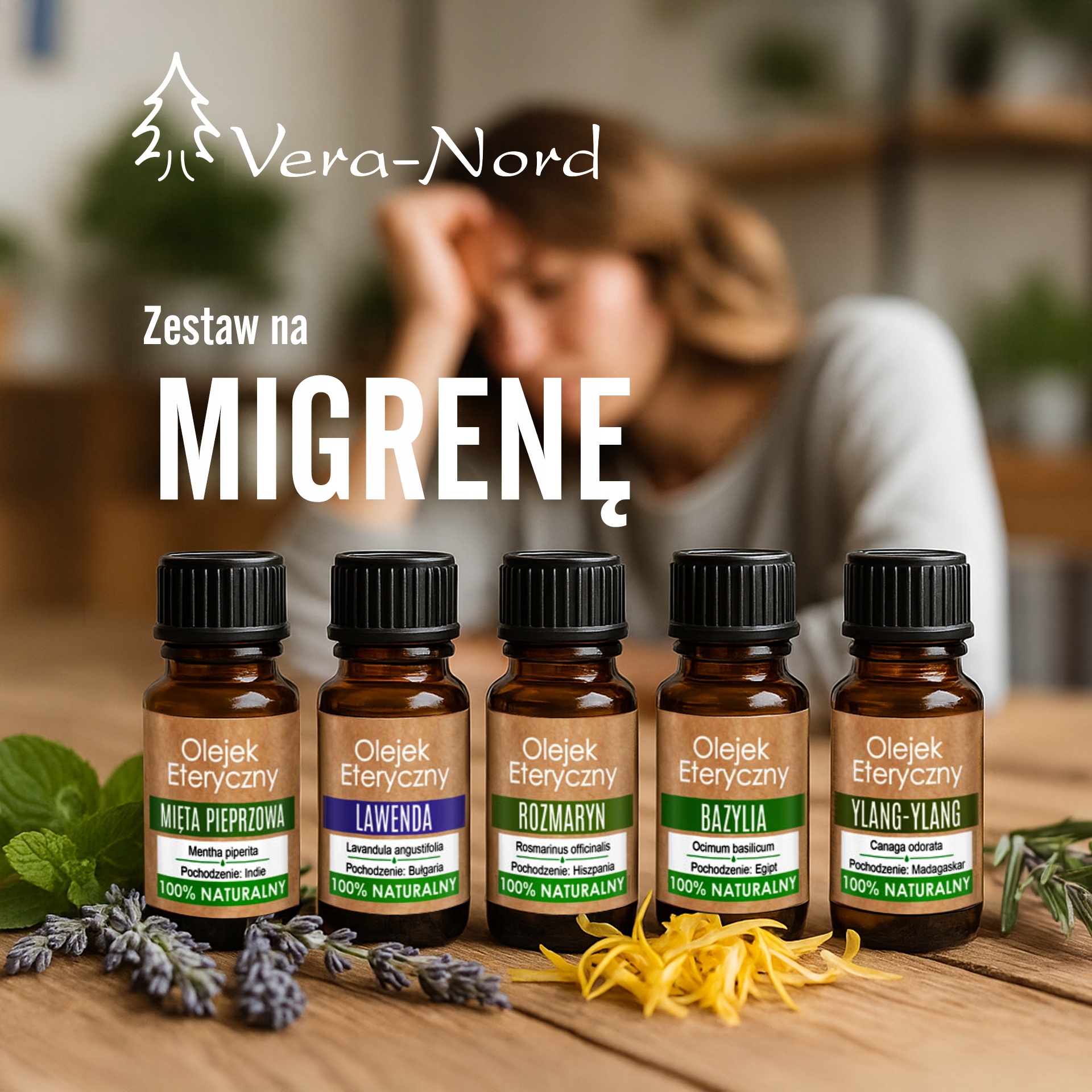 Vera-Nord zestaw 5 olejków eterycznych migrena i ból głowy 5x10ml