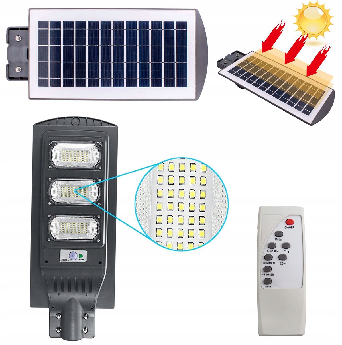 SOLARNA SVETILKA LED STREET SENZOR + PILOT Strumień świetlny 15000 lm