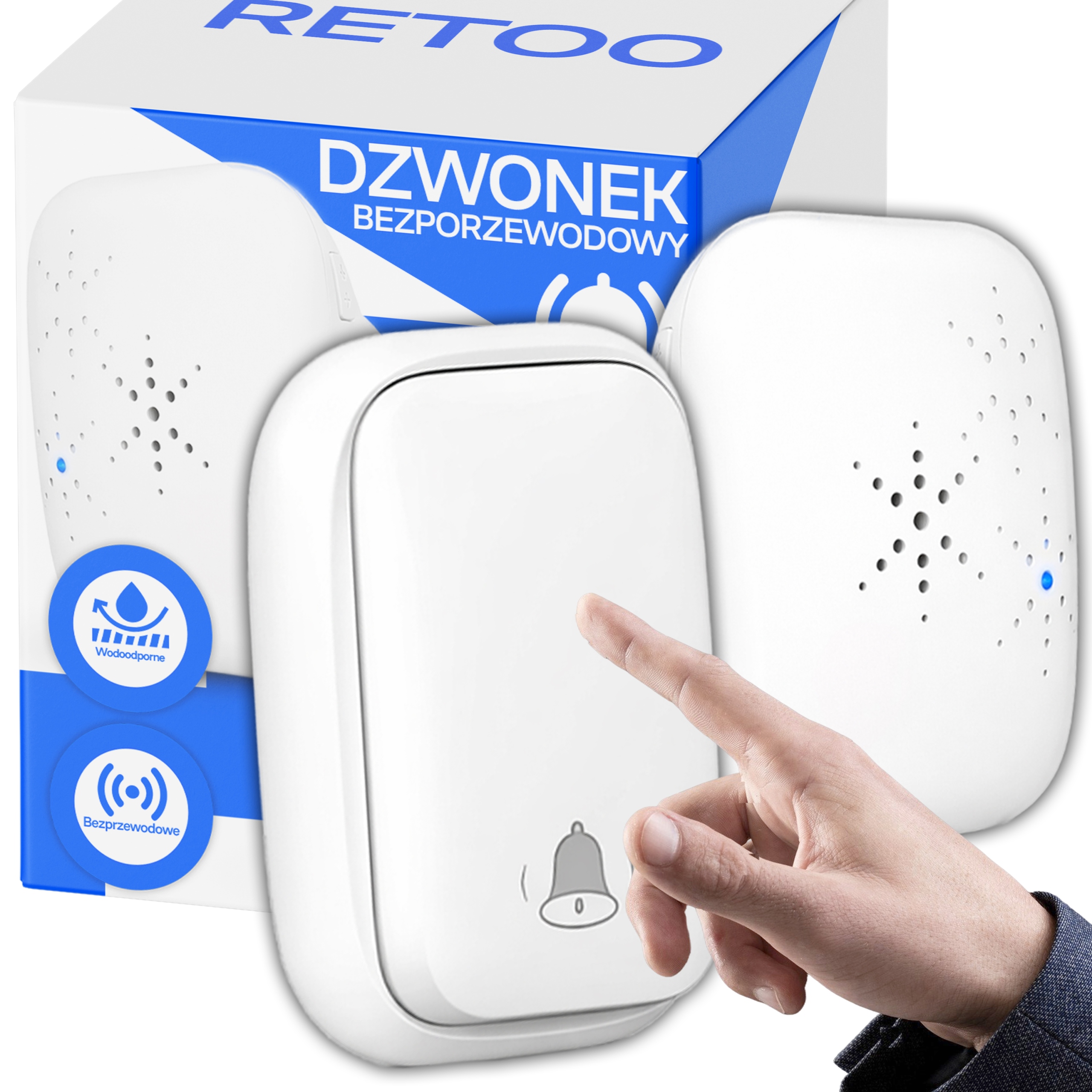 БЕСПРОВОДНОЙ ДВЕРНОЙ ЗВОНОК ВОДОНЕПРОНИЦАЕМЫЙ IP44 БЕЛЫЙ ГРОМКИЙ ОТКРЫТЫЙ