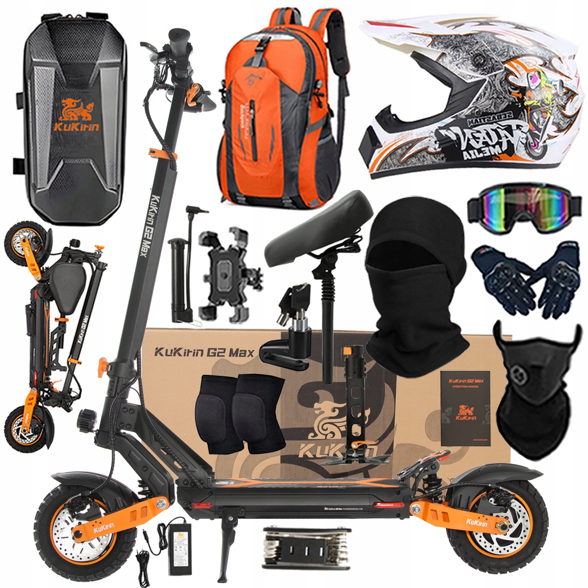 Kukirin G2 Max Składany Pojazd Elektryczny 1200W 48V 20Ah 55KM/H PL+Prezent