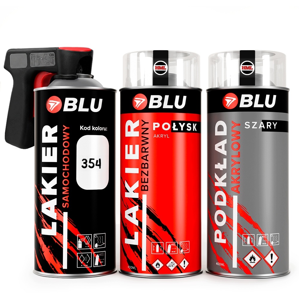 Lakier samochodowy 354 srebrny titanumsilver klar podkład spray Blu do Bmw