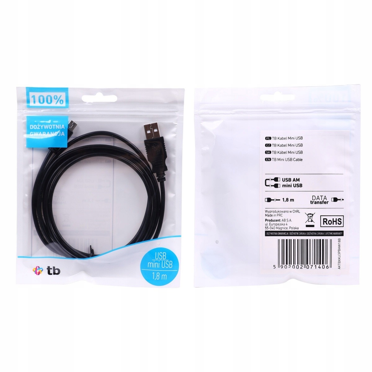 ТБ USB кабель - мини USB 1.8 м. черный вес продукта с единичной упаковкой 0.05 кг