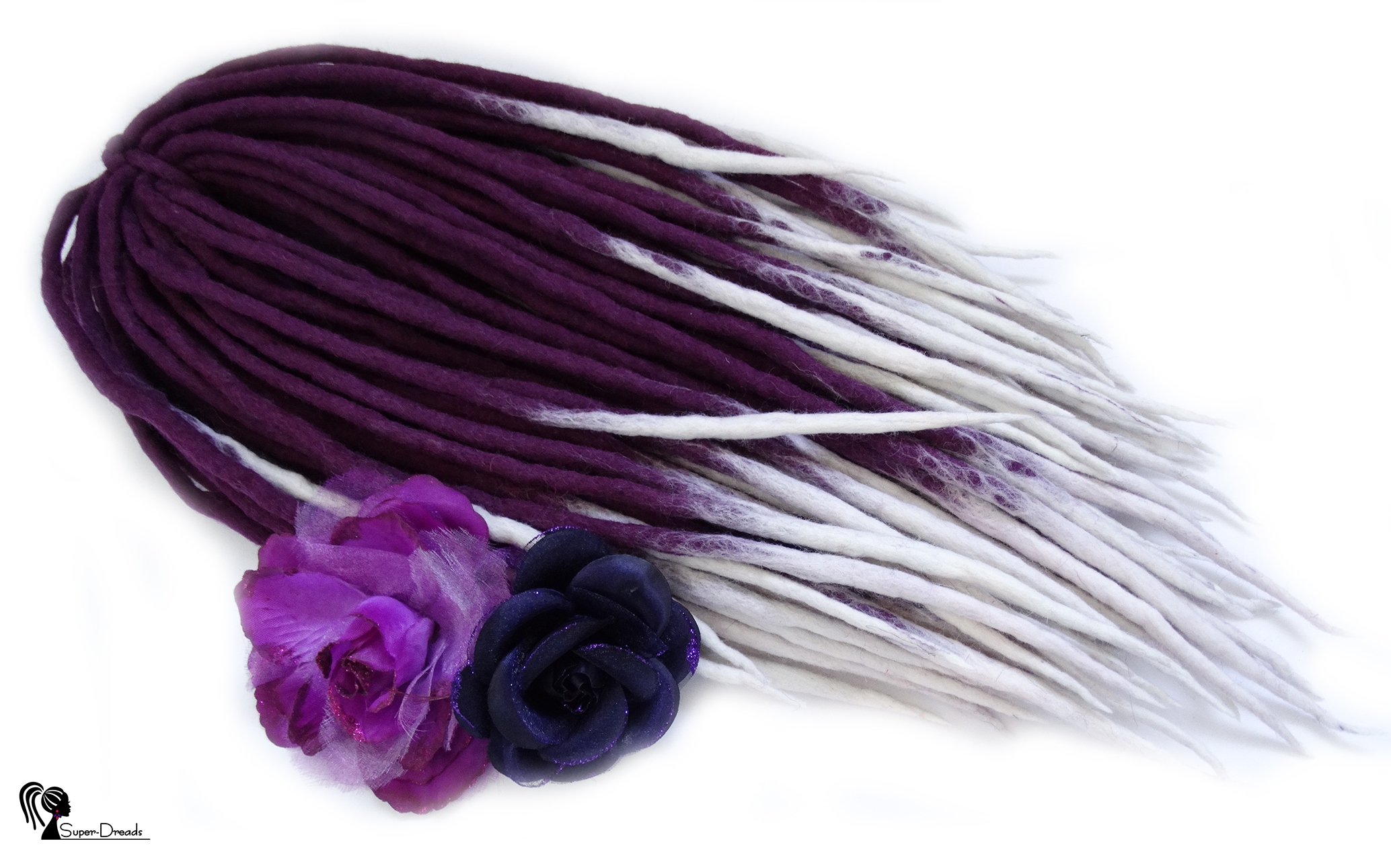 Dredloky Dredy vlněné, fialové bílé, Purpurové, 40 kusů