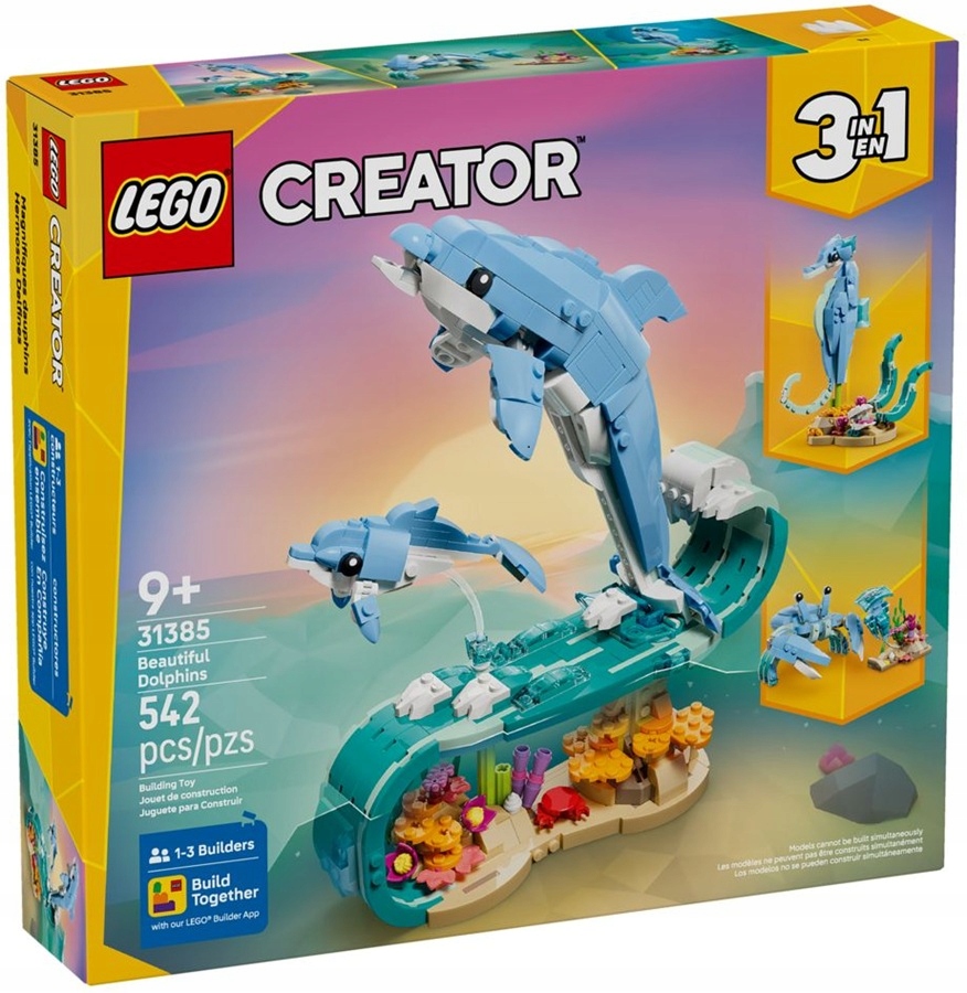 Stavebnice 542 dílků Lego Creator Mořská zvířata: krásný delfín 31385