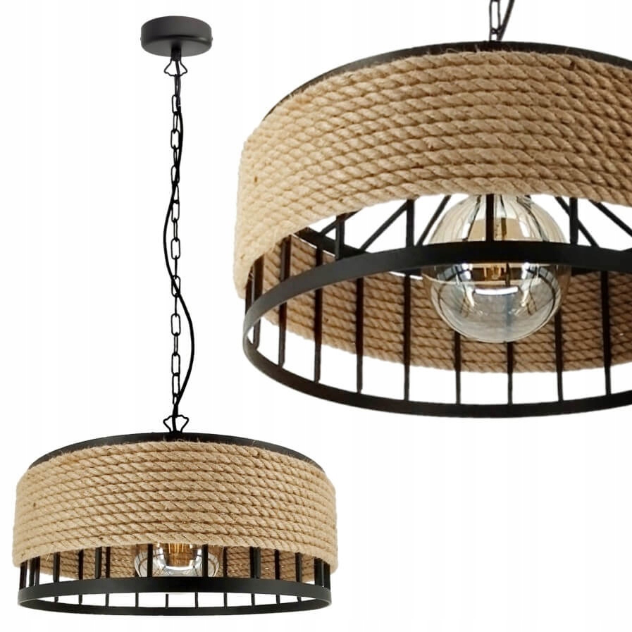 Lampa Wisząca nad stół sznur jutowy Żyrandol Koloseum 2965/Z-B-1 Szpak