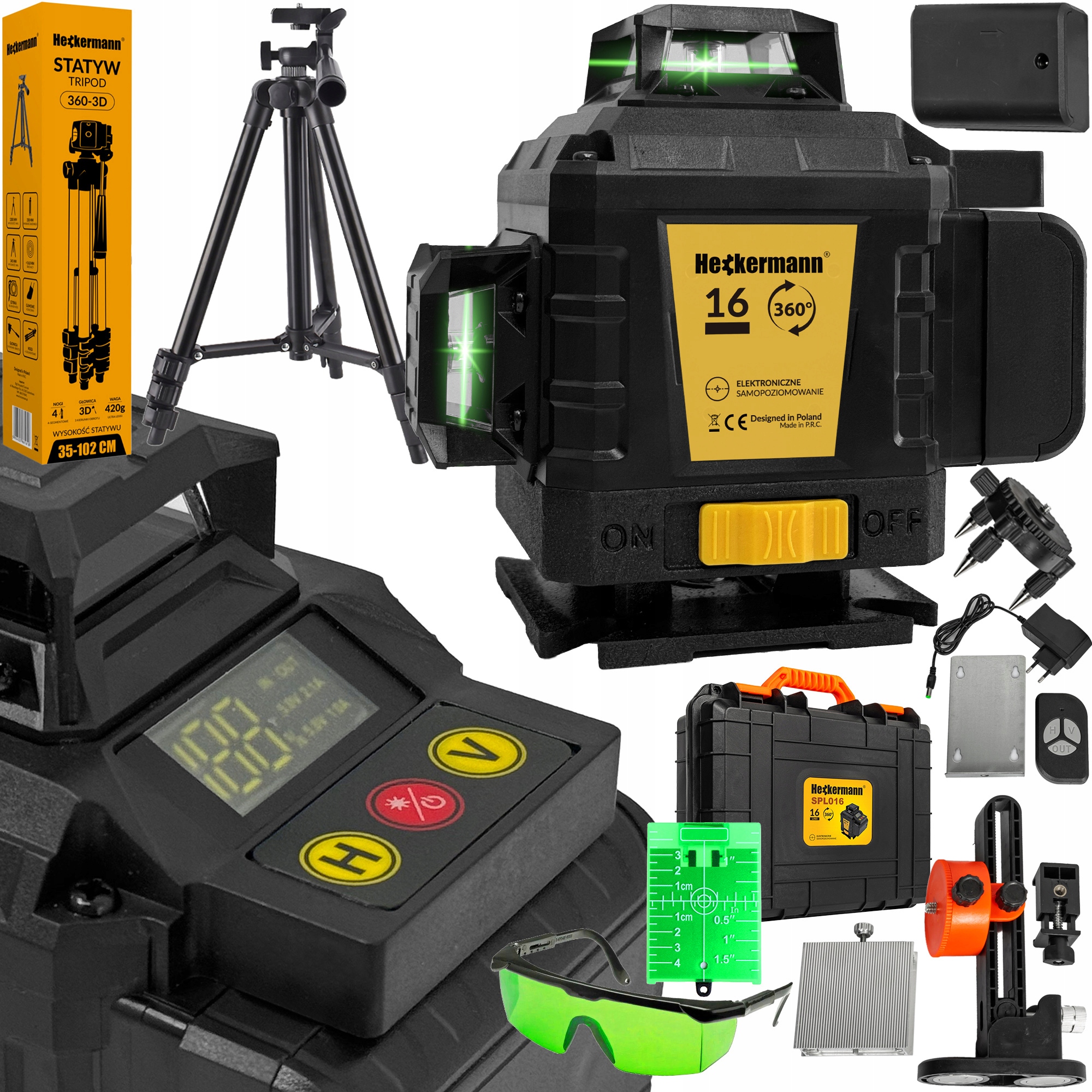 Laserová vodováha Heckermann 16 linií SPL016 Tripod štít brýle