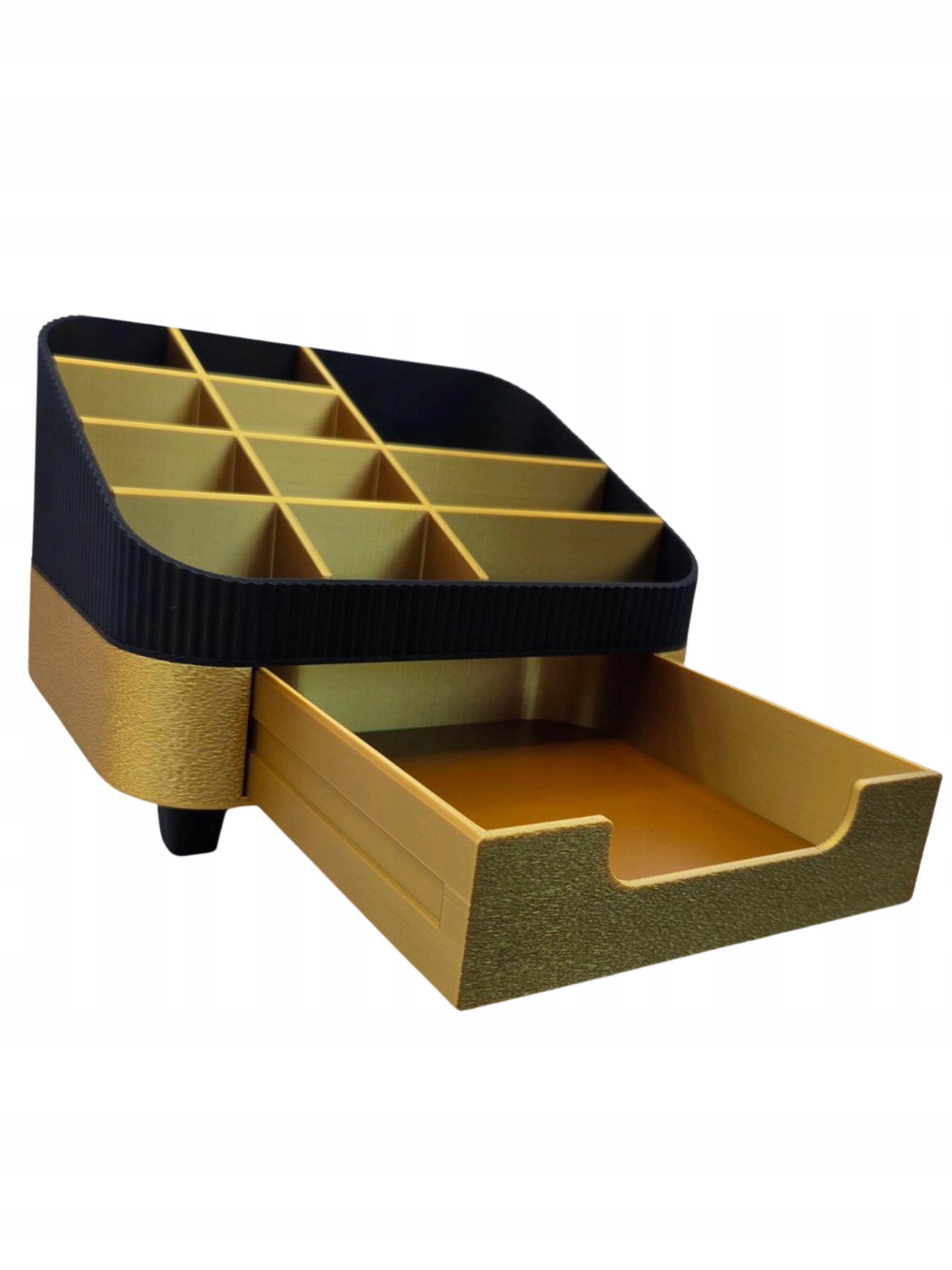 Organizér na psací stůl se zásuvkou Černý/Zlatý na doplňky pro líčení nehtů