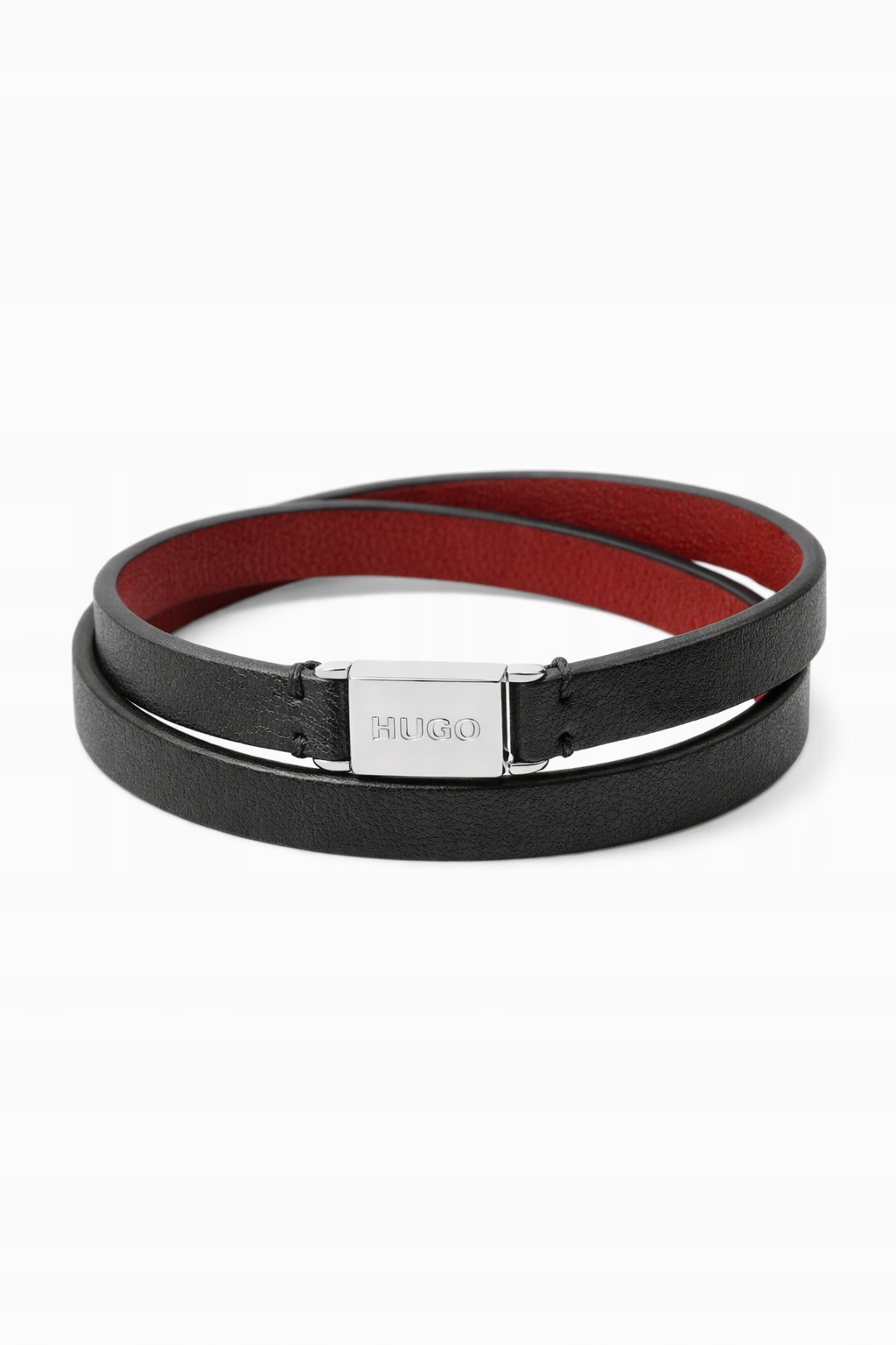 Hugo Černý Pánský Náramek Z Kůže Se Stříbrnou Sponou I3B