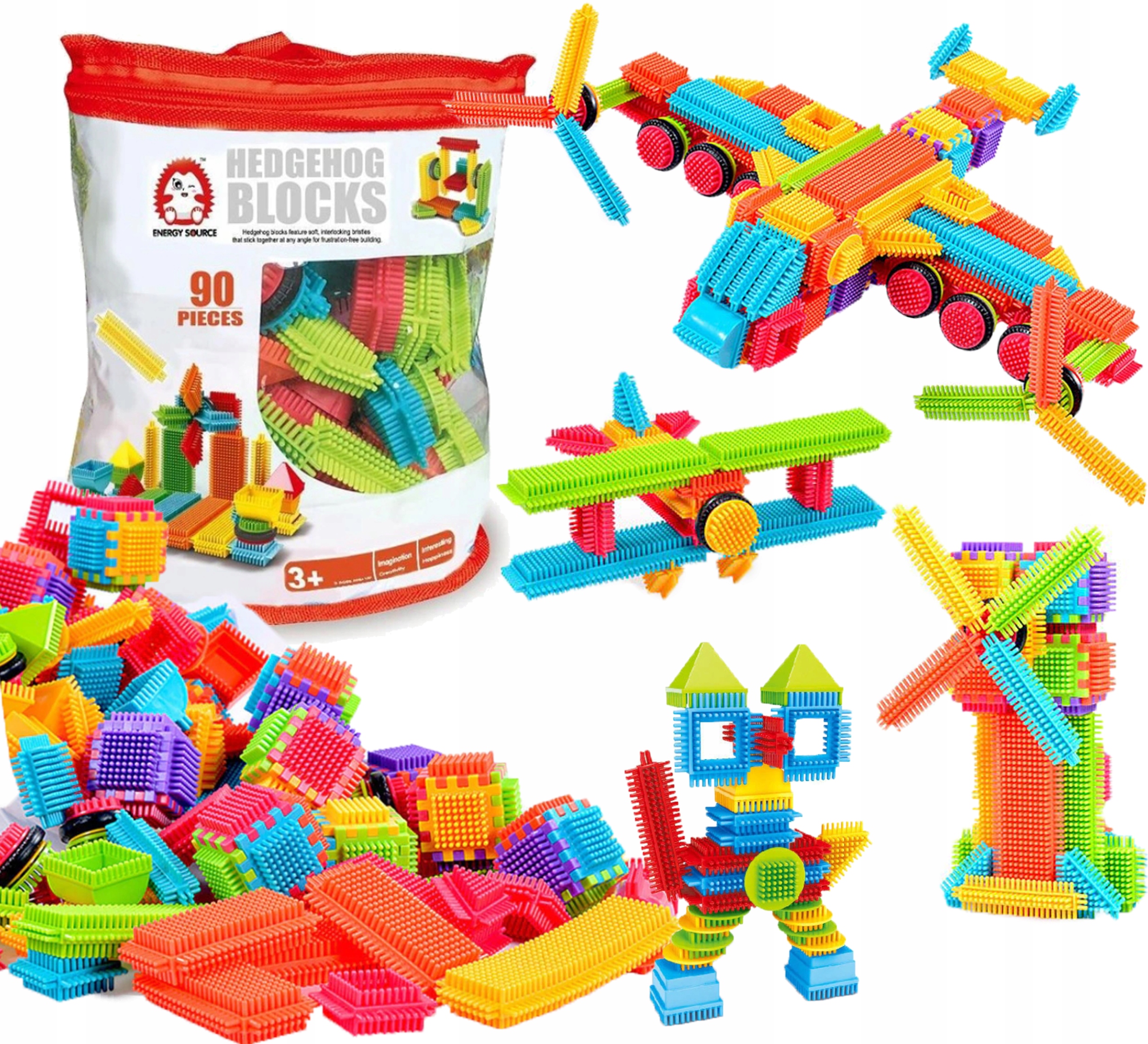 

Kolorowe Klocki Jeżyki Edukacyjne 90 el wafle rzep