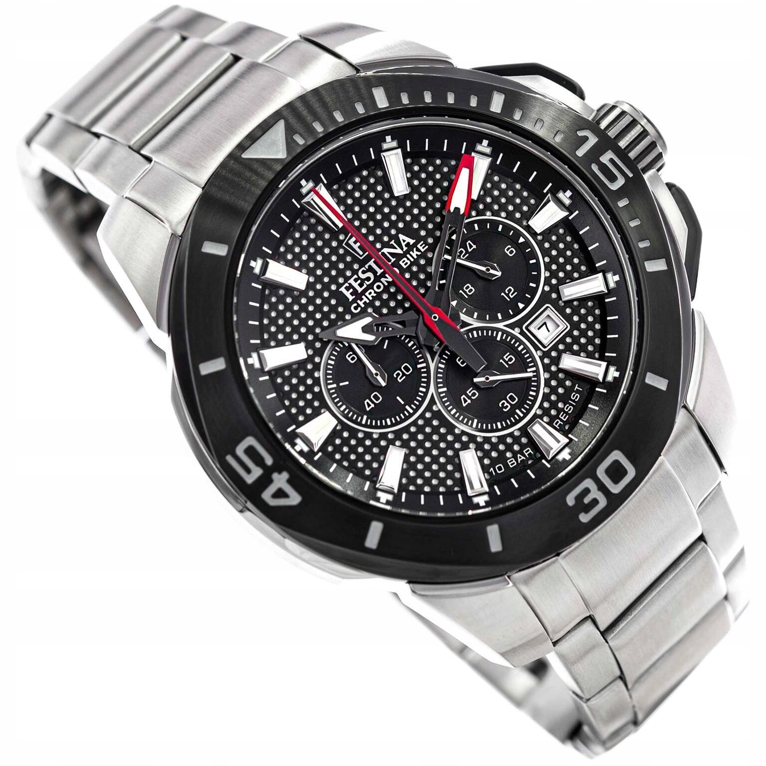 Pánské Hodinky Festina F20641/4 Chrono Bike 10BAR Stříbrné Stopky Datumovka