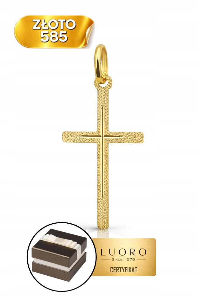 Zlatý Křížek 585 14K Žlutý Zdobený 26 MM Prestižní Jemný
