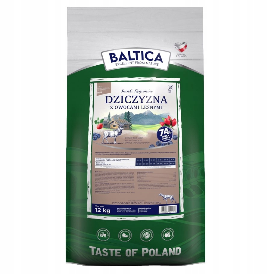 Levně Baltica Adult Zvěřina s lesními plody M/L 12 kg Suché Krmivo pro psy