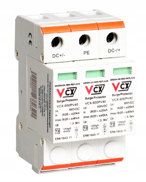 Svodič přepětí fotovoltaický DC třídy C 3P (T2) 600V Gdt (jiskrniko