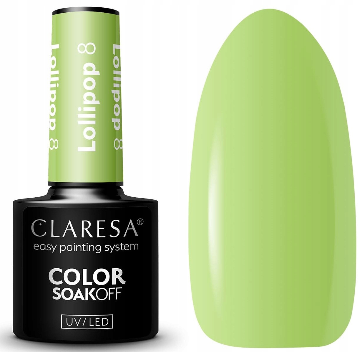 Claresa Lakier Hybrydowy do paznokci LOLLIPOP 8 zielone jabłuszko