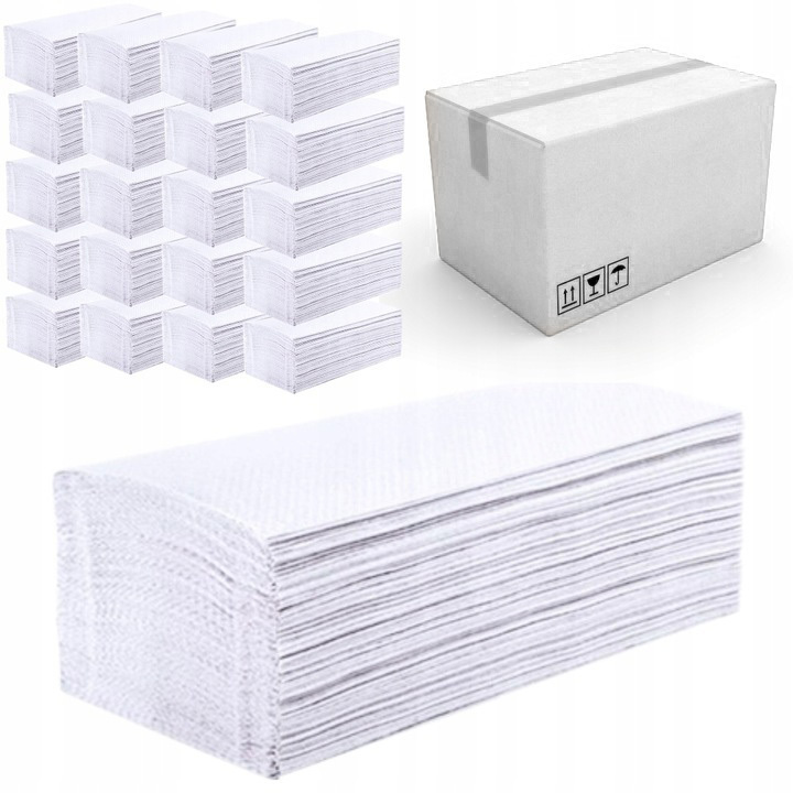 Ręcznik Papierowy Składany Zz Biały 4000 Sztuk Duży Zestaw Chłonny 23X25CM
