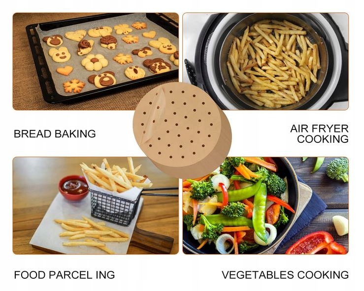 PAPIER WKŁADKA DO FRYTKOWNICY POWIETRZNEJ OKRĄGŁY XXL 23 CM -100 SZT Kod producenta Roarmax 6