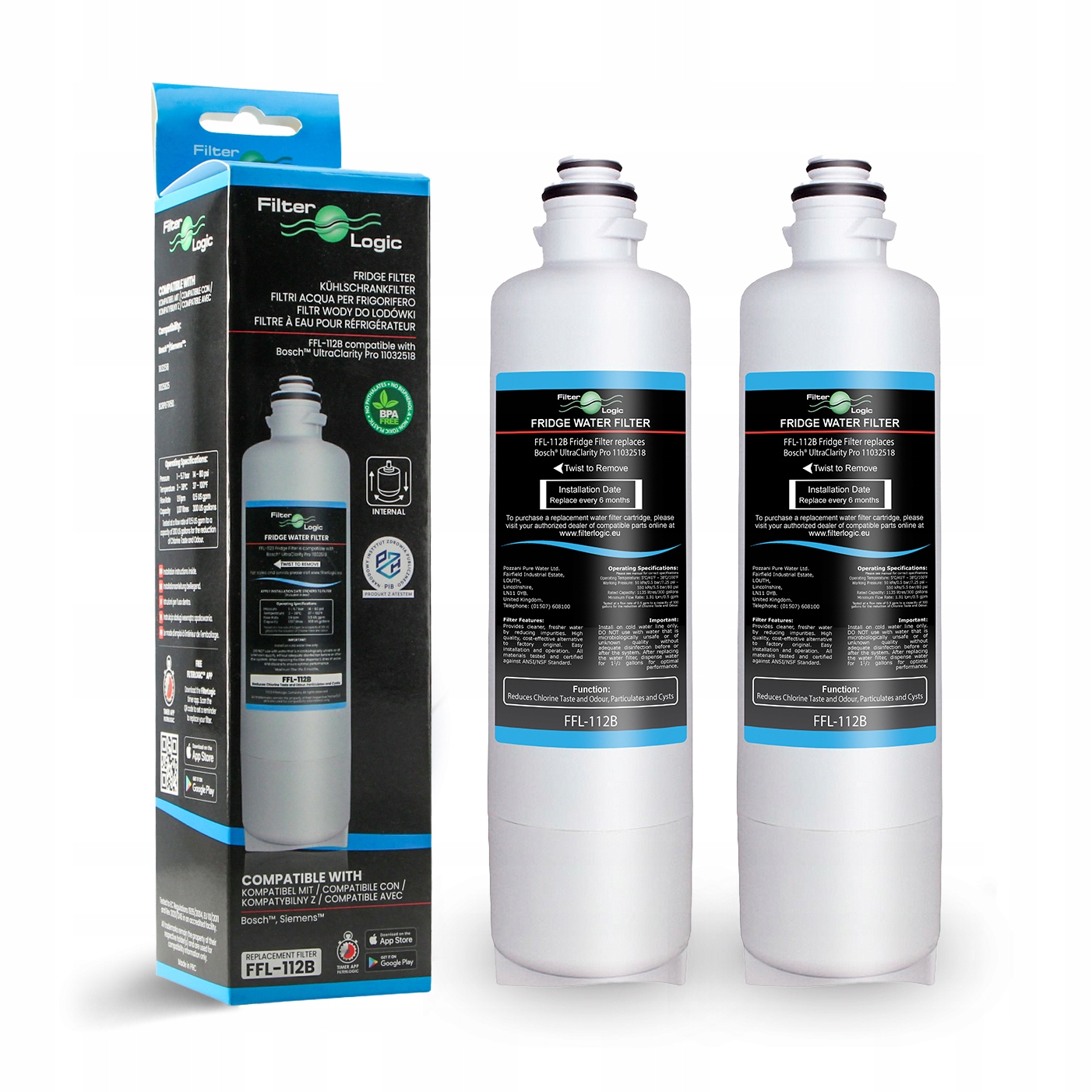 Filtr wody do lodówki FilterLogic FFL-112B Bosch UltraClarity Pro 2 szt.