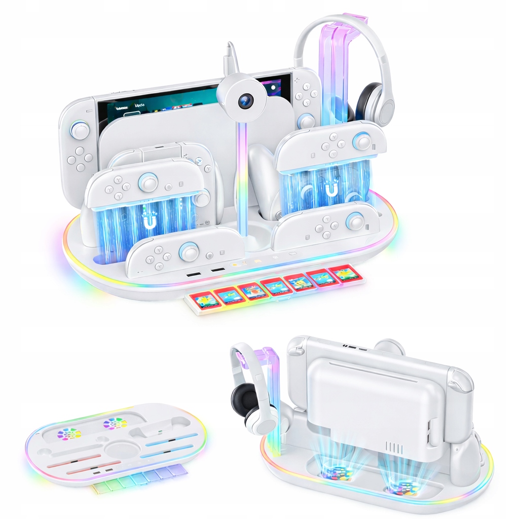 Rgb nabíjecí stanice organizér pro Nintendo Switch 2 Ns 2 Joy-Con Pro Pad
