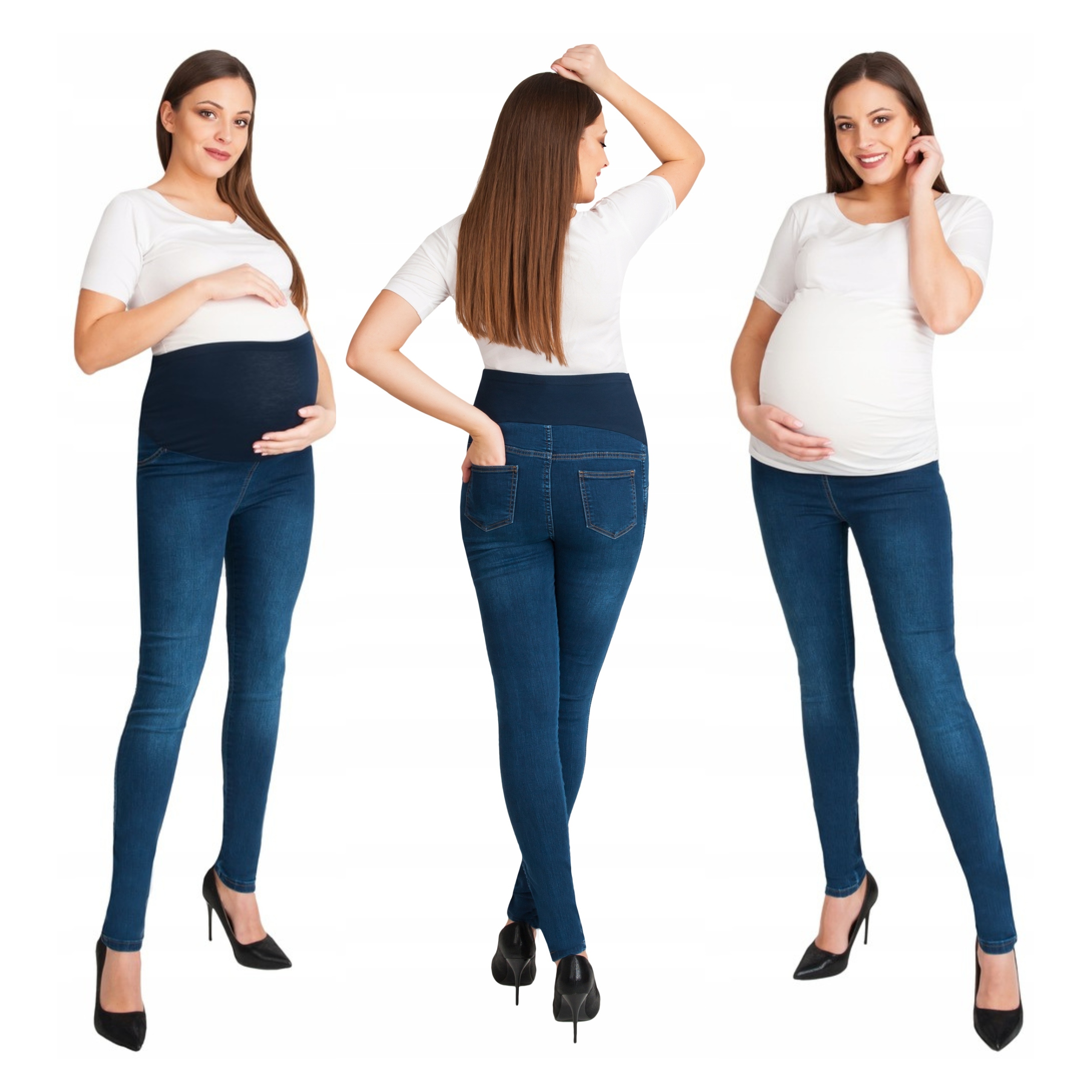 Džínové Těhotenské Legíny Modré S Vysokým Pasem, Bavlněné XXXL
