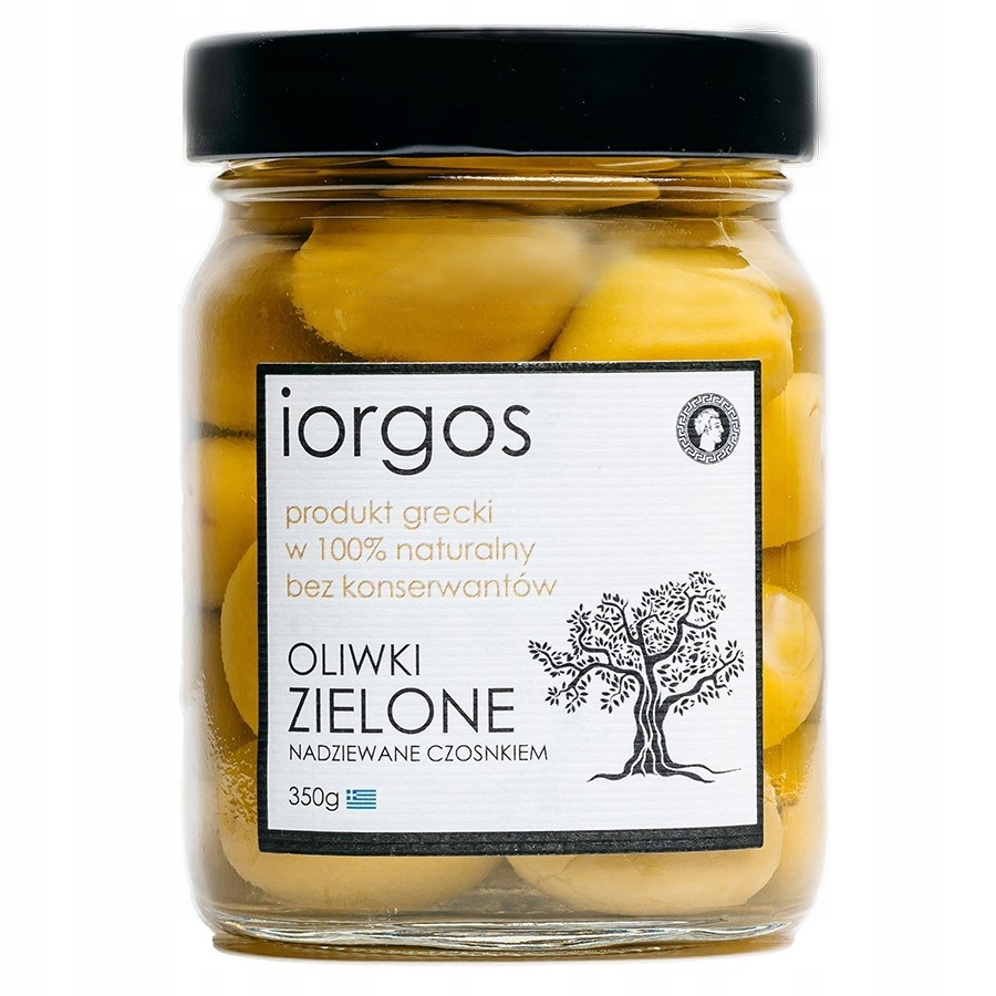 Levně Iorgos Zelené olivy Premium s česnekem Iorgos, 350 g