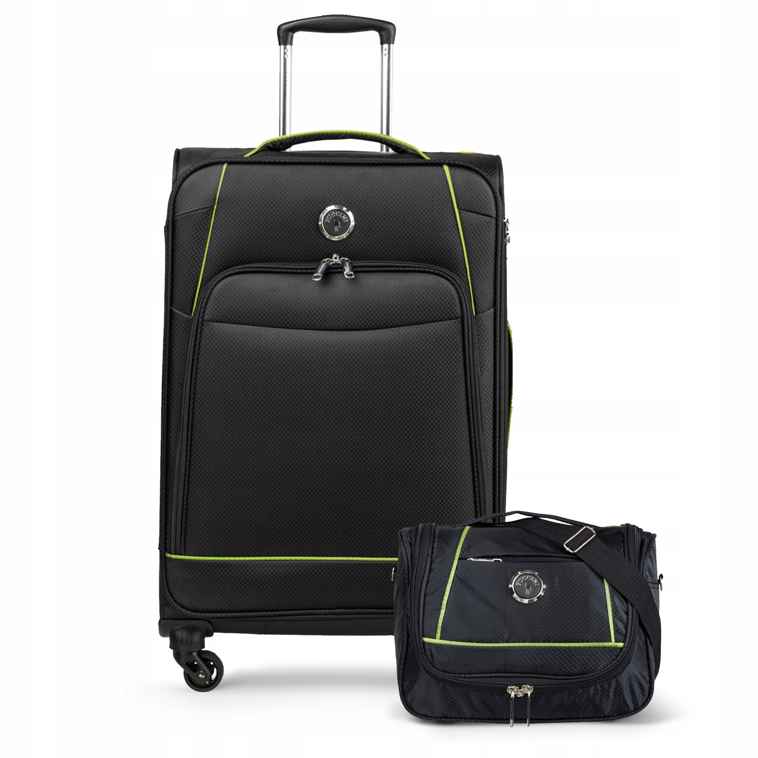 Puccini Zestaw Walizek Podróżnych Komplet Miękkie Średnia Kuferek 2w1