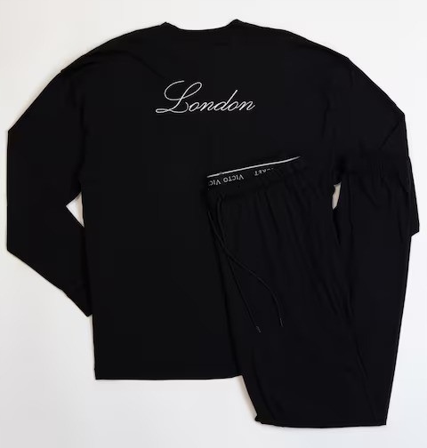 Dlouhé bavlněné pyžamo Victoria's Secret černé London S (M) Regular