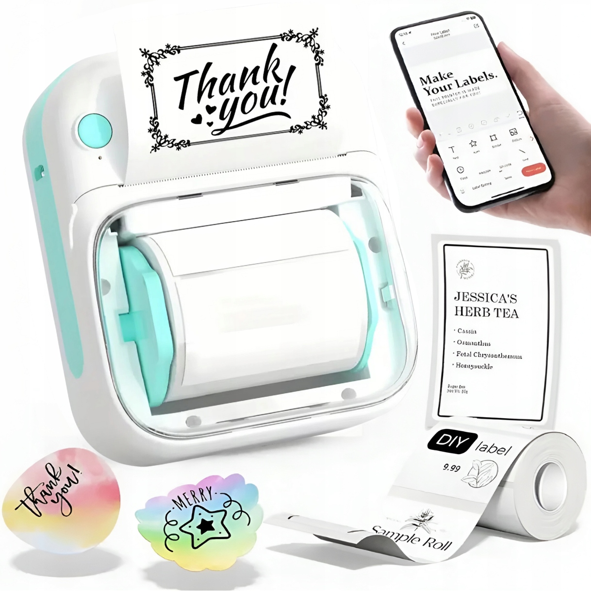 Mini drukarka termiczna etykiet samoprzylepnych aplikacja Bluetooth B3