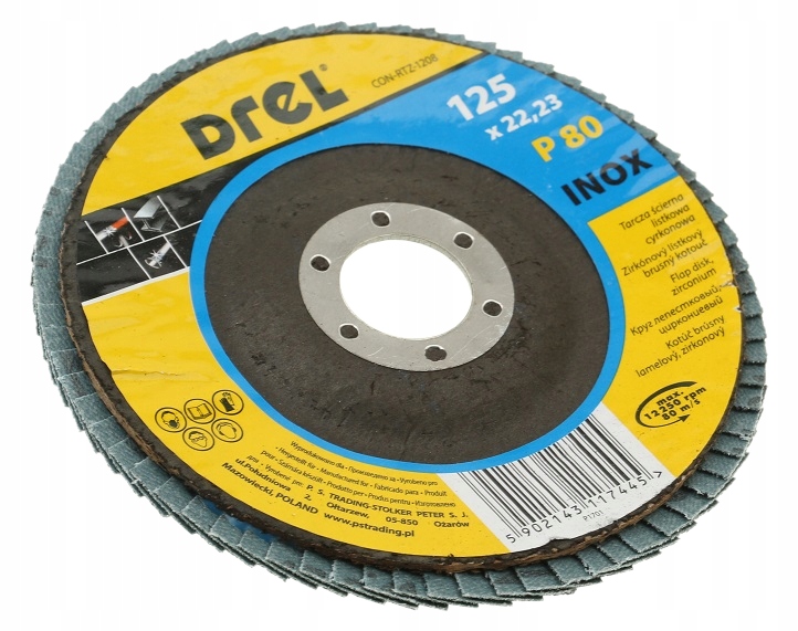 TARCZA ŚCIERNA LISTKOWA LAMELKA CYRKONOWA 125 P80