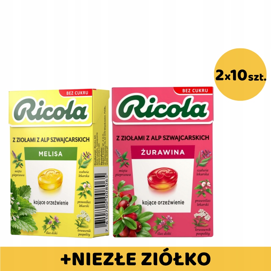 Levně Ricola 20 Ks (10x Meduňka 10x Brusinky) Dárek