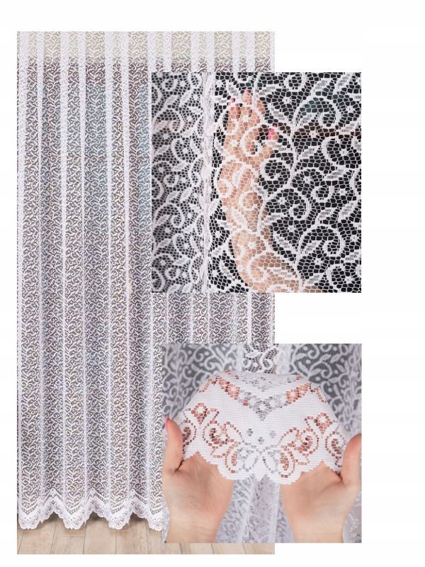 Záclona Salon Záclona Bílá Hustá páska na žabky Tunel š. 160x170