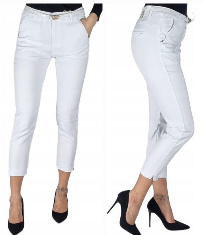 M.Sara spodnie damskie cygaretki 7/8 Białe