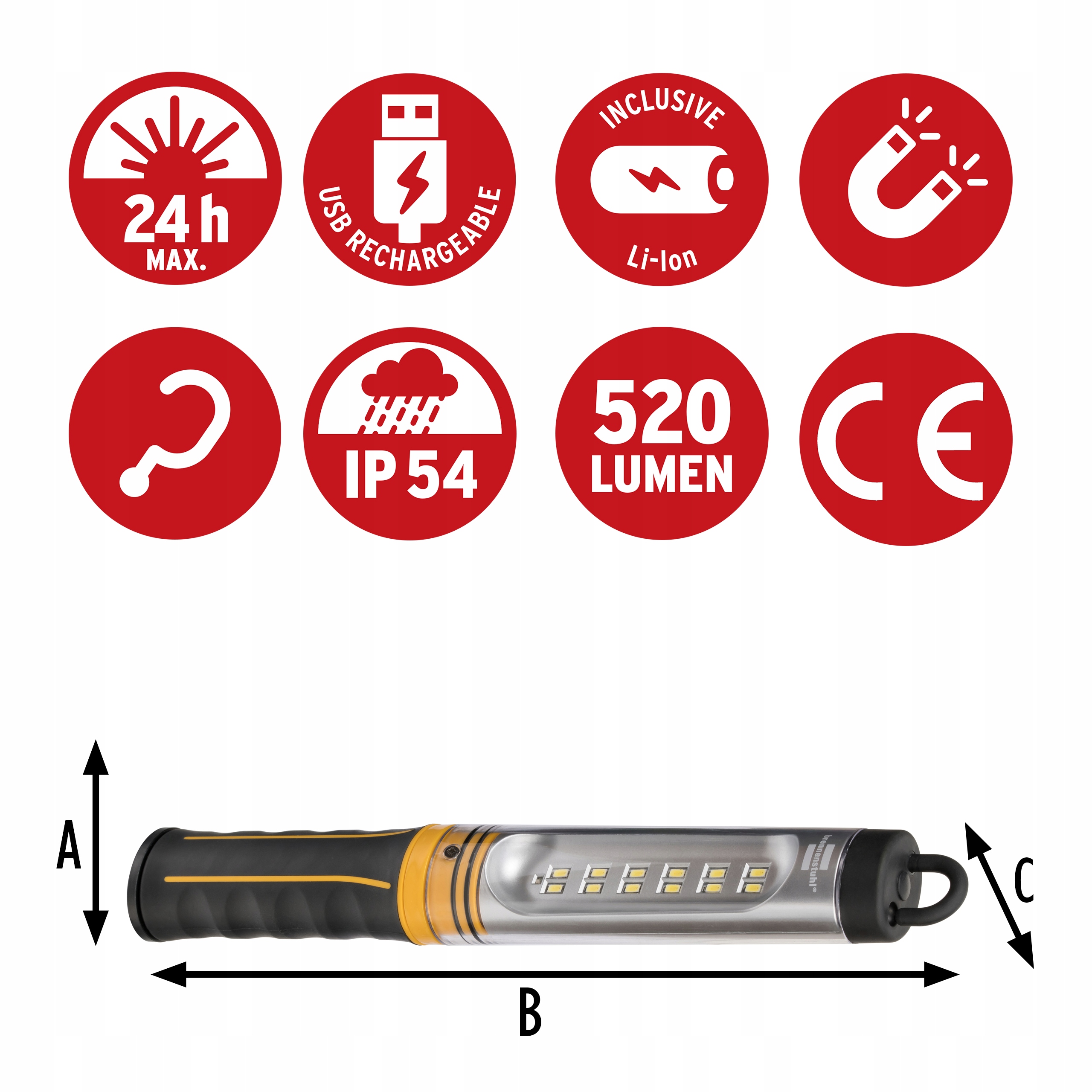 Latarka LED Akumulatorowa 12 Diodowa 520lm Magnes USB Zestaw 2 sztuki Model 1175580