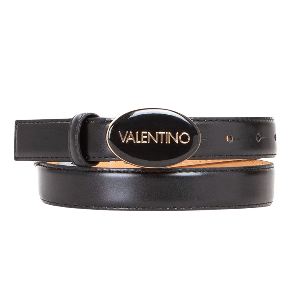 Valentino Černý pásek Block Plaque Buckle Belt S