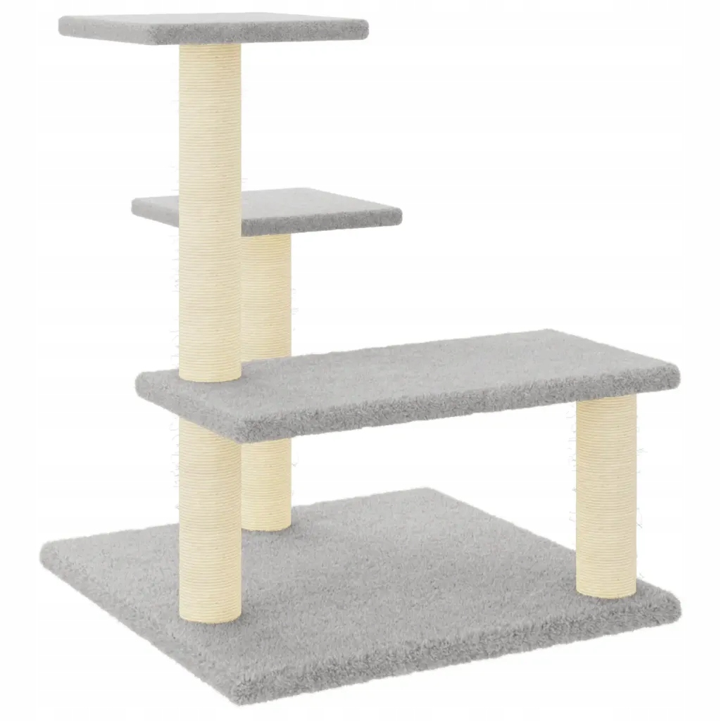 Levně vidaXL Škrabadlo pro kočky se sisalovými sloupky, světle šedé, 61 cm