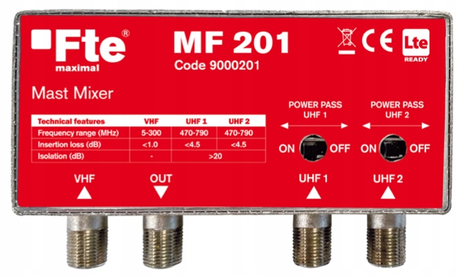 Anténna výhybka Fte MF 201 UHF/UHF/VHF